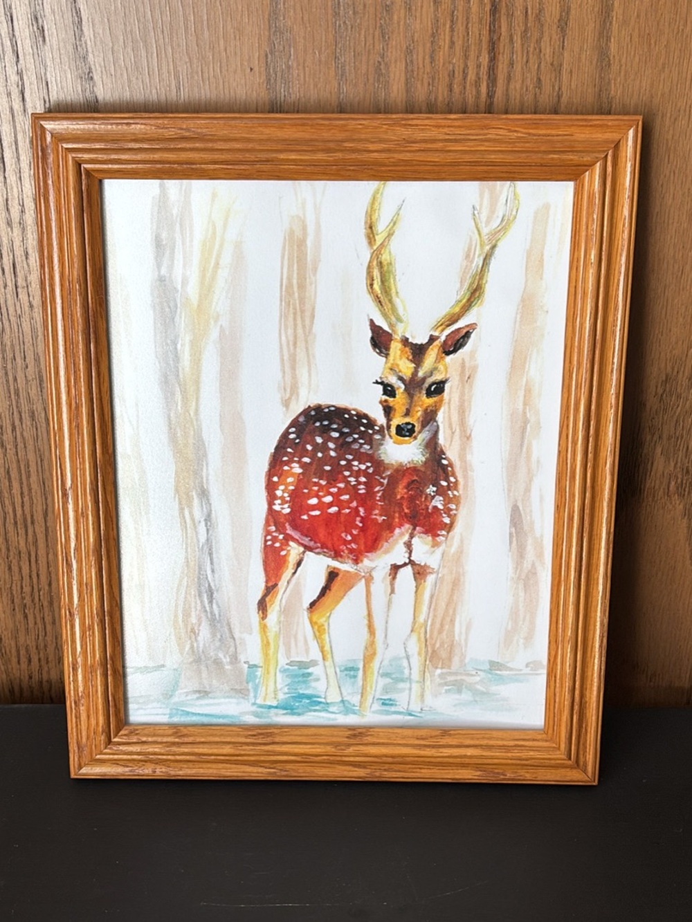Framed Deer Watercolor Art Print